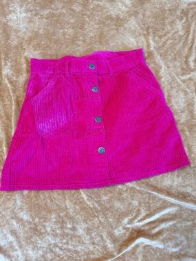 Old Navy Girls Pink Corduroy Button Front Mini Skirt Size Large 10/12